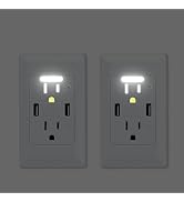 USB Outlet Receptacles With Night Light,Greencycle 15 Amp Wall Outlets Duplex Receptacle With 2 U...