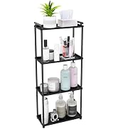 VOTZAAQ Matte Black 4 Tier Bathroom Organizer Countertop, Stainless Steel Perfume Tray and Vanity...