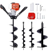 Donext 52CC V-Type Auger Post Hole Digger, 2 Stroke Gas Post Hole Digger with 4 Auger Drill Bits(...