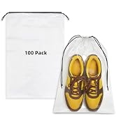 100 Pack Clear Shoe Bags for Travel, 12"x18" Large Travel Shoe Bags for Storage and Packing, Wate...