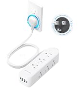 TROND 360° Rotating Flat Plug Power Strip 5ft with USB PD 20W, 9 AC, White | Flat Extension Cord ...