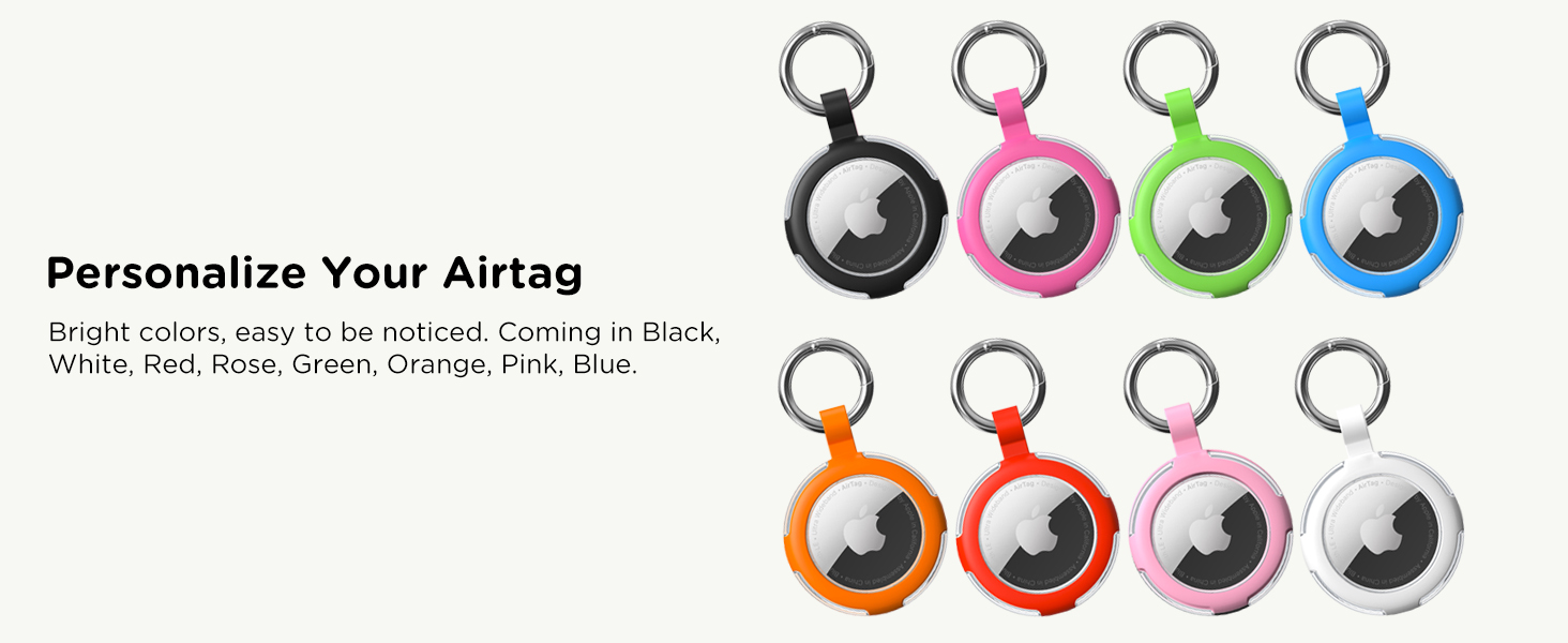 WhoseID Apple Airtag Holder - Black Red Pink Green Rose Blue Orange White