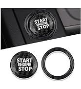 Car Push Start Button Cover Compatible with Audi,Cool Aluminum Engine Start Button Cover with Met...