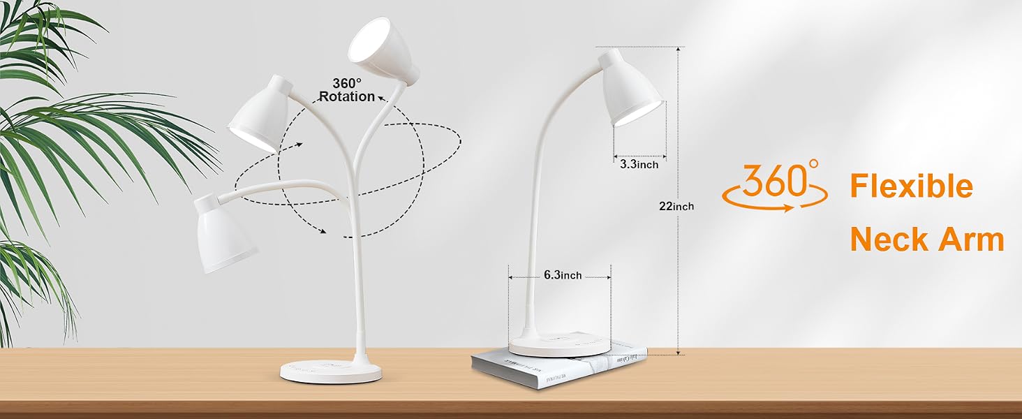 LED Desk Lamp for Office Light USB Charging Ports Bedside Table Lamp for College Dorm Room