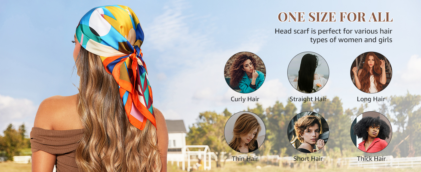 Head Scarf for Women Like Silk Hair Bandana Satin Scarf for Hair Wrapping Beach Head Wrap