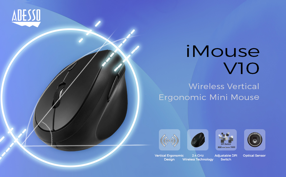 iMouse V10 Wireless Vertical Ergonomic Mini Mouse