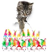 FYNIGO Cat Mouse Toys,17 PCS Cat Toy Mice Rattle Set,Interactive Cat Toy for Indoor Cats and Kitt...
