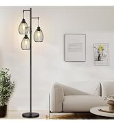 Dimmable Floor Lamp, 3 x 800LM LED Edison Bulbs Included, Farmhouse Industrial Floor Lamp Standin...