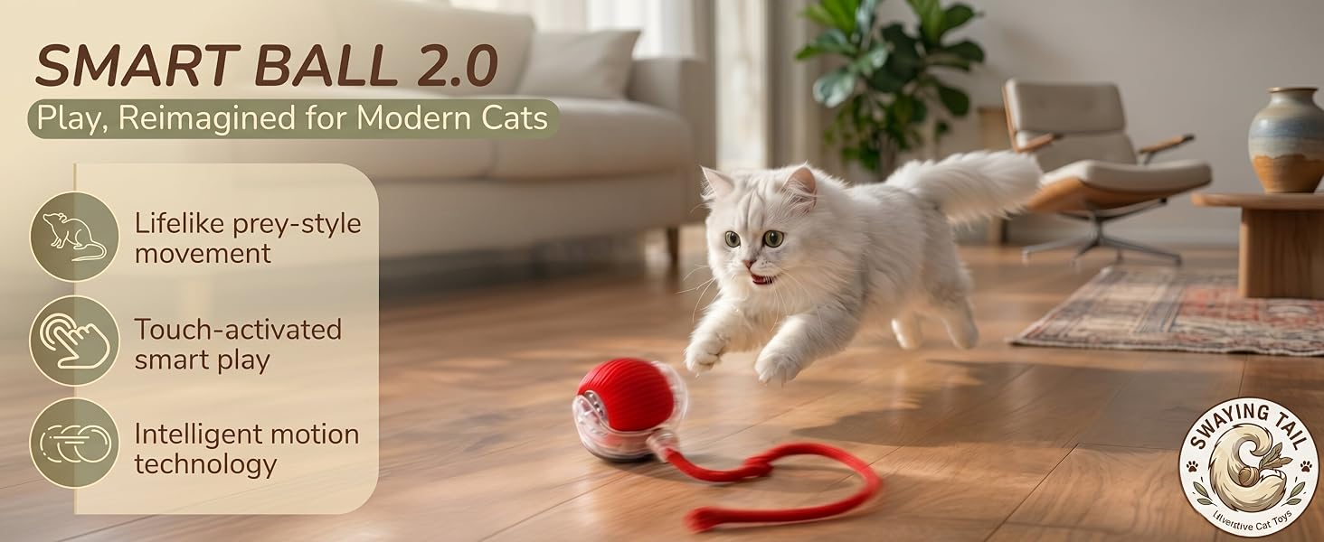 Smart ball 2.0 automatic cat toy and interactive cat toys for indoor cats with motion sensor.