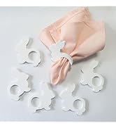 White Rabbit Napkin Rings Holder Set if 6,Easter Bunny Napkin Rings for Easter Decoration for Kit...