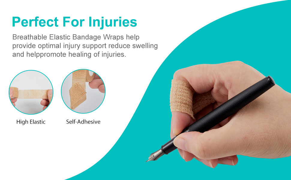 6 Pack,1inch× 5 Yards Self Adhesive Bandage Wraps for Sports, Cohesive Bandages,Atheletic Tape
