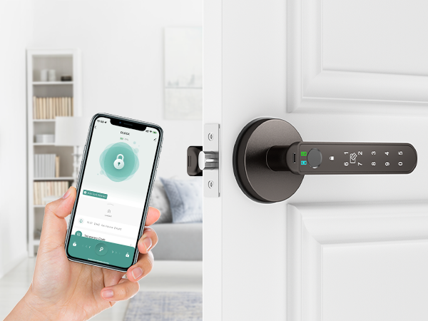 finerprint door knob app unlock Grey