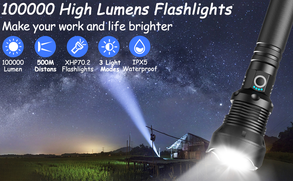 100000 High Lumens Super Bright Flashlights