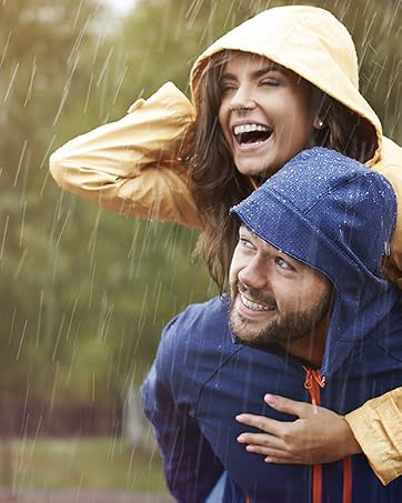 a couple in the rain