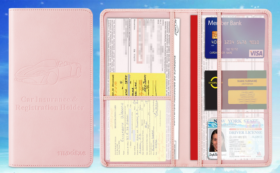 pink car registration registration holder gas card holder car filing organizer car visor organizer