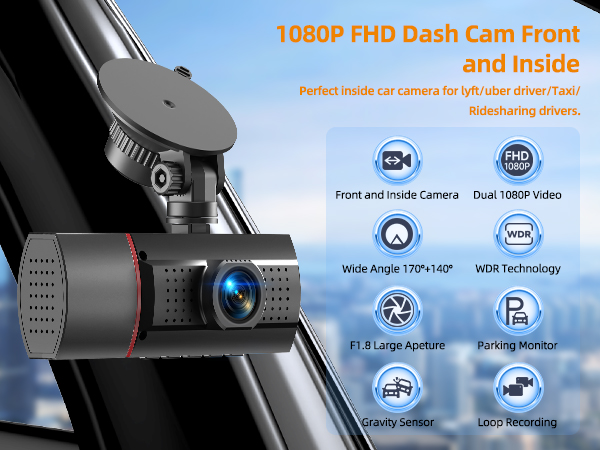 dash cam front and inside usb c