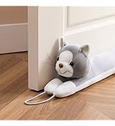 Sunolga 38 Inches Weighted Door Draft Stopper Under Door Noise Air Stopper, Gray Cat Shape Sound ...