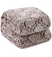 KAWAHOME Faux Fur Blanket King Size Winter Ultra Luxury Soft Cozy Warm Fluffy Plush Faux Rabbit F...