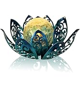 Bshine Solar Outdoor Garden Lotus Decorative Light, Waterproof Metal Cracked Glass Globe LED Lotu...