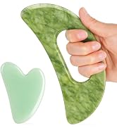 Jade Stone Gua Sha Massage Tool Set Larger Guasha Board with Handle Muscle Scraping Massage Tools...