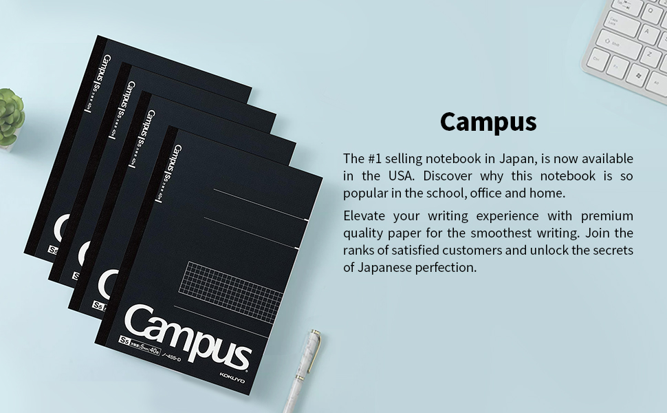 KOKUYO Campus Notebook, Business Type, Grid 5mm Ruled, Semi-B5, 40 Sheets, Black Cover (NO-4S5-D)