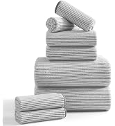 8-Piece Premium Towel Set for Bathroom|2 Oversized Large Bath Sheet,2 Hand Towels,4 Washcloths|So...
