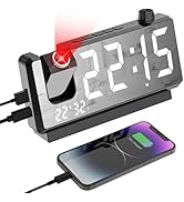 GuDoQi Projection Alarm Clock for Bedroom, Digital Clock with 180° Projector, 7" Large LED Displa...