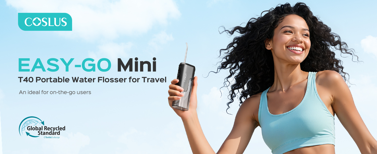 COSLUS Mini Water Flosser for Travel: Portable Compact Design, Cordless Oral Irrigator for Braces