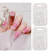 200 Pcs 3D Clear Heart Nail Art Charms Mixed Size Love Hearts Nail Rhinestones Flat Jelly Resin C...
