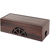 Wood Cable Management Box - 15.8" (L) x 6" (W) 5.5" (H) Walnut Wood Cable Hider Box, Cord Hider w...