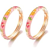 Roe Dolph 2pcs Chinoiserie Cloisonne Bracelet Cloisonne Jewelry Vintage Flower Bangle Bracelets W...