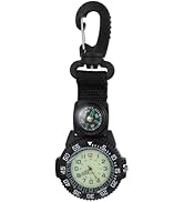 Mikikit Clip On Watch, Carabiner Watch with Compass Quartz Pocket Watch Glow in The Dark Clip Wat...