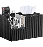 Fanousy Tissue Box Cover Square with Storage, PU Leather Cube Tissue Box Holder, Multifunction Re...
