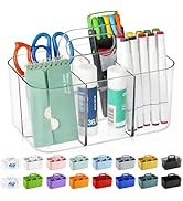 Multiuse Caddy Organizer with Handle - Stackable Plastic Tote Bin - Art Craft Supplies, Office, D...