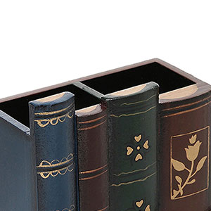 Desk Organizer Caddy, Pencil and Pen Holder with Bottom Storage Drawer,Antique Library Books Design