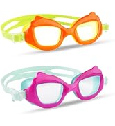 GGBuy Kids Swim Goggles, Cat-Shaped Swimming Goggles, Anti Fog UV Protection