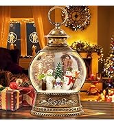 Christmas Snowman Snow Globe Lantern, Lighted Musical Christmas Decorations with Swirling Glitter...