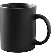 Smilatte 11 oz Matte Black Porcelain Coffee Mug, Classic Ceramic Cup with Hanlde for Latte Cappuc...