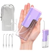 COSLUS T40 Mini Water Flosser for Travel: Portable Compact Design, Cordless Oral Irrigator with 4...