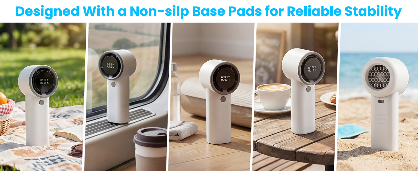 Non-slip base pads keep your turbo fan steady and stable.