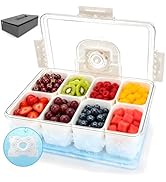 HestiaSnax Snackle Box Container with Ice Pack, 8-Compartment Divided Serving Tray & Drain Trays,...
