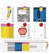 Nlicrst 36 Set Back to School Gift Bag Bulk with Thank You Pencil Apple Cards, 6 Styles Treat Bag...
