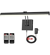 NEWREACH 16.53" Plug-in LED Picture Light with Remote, Dimmable Painting Frame Light with3000K, 9...