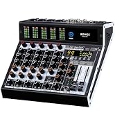 BOMGE Professional audio mixer 6 Channel Mixing Console with 99 DSP Effect,+48V Phantom, Bluetoot...