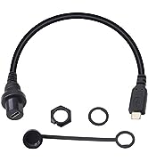 30cm USB Type C 2.0 Male to Female Car Flush Mount Dash Waterproof Extension Cable for Car, Motor...