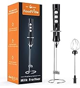 FoodVille MF02 Rechargeable Milk Frother Handheld Foam Maker with Stainless Whisk for Cappuccino,...