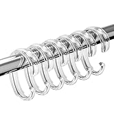 Resze C-Shape Clear Shower Curtain Hooks for Shower Curtain, 12PCS Plastic Smooth Sliding Anti-Dr...