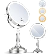 30X/1X Magnifying Mirror with Lights, Rechargeable Lighted Makeup Mirror | Chome, 5000mAh Battery...