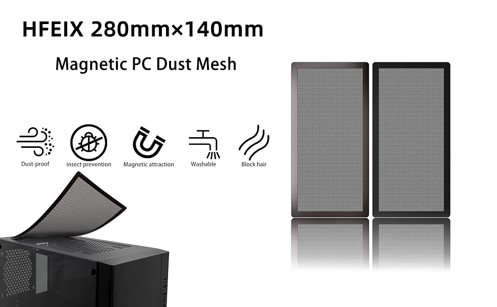 HFEIX 280mmx140mm Magnetic PC Dust Mesh