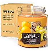 Orange & Vanilla Odor Eliminating Candles for Home Scented 12oz, Eliminates 99% of Pet, Smoke, Fo...